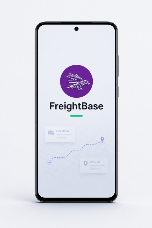 FreightBase Android app preview on a phone
