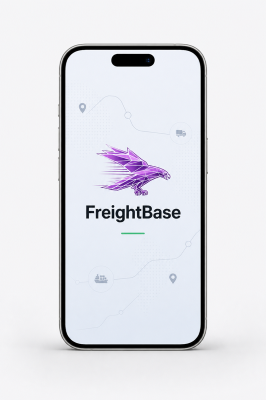 FreightBase Apple iOS app preview on a phone